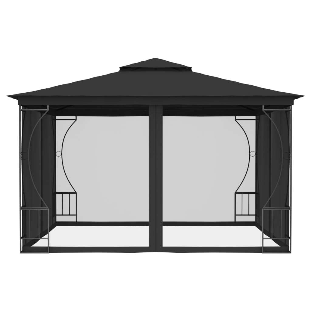 Anthracite Steel Frame Gazebo with Nets 9.8x9.8x8.7ft S294374