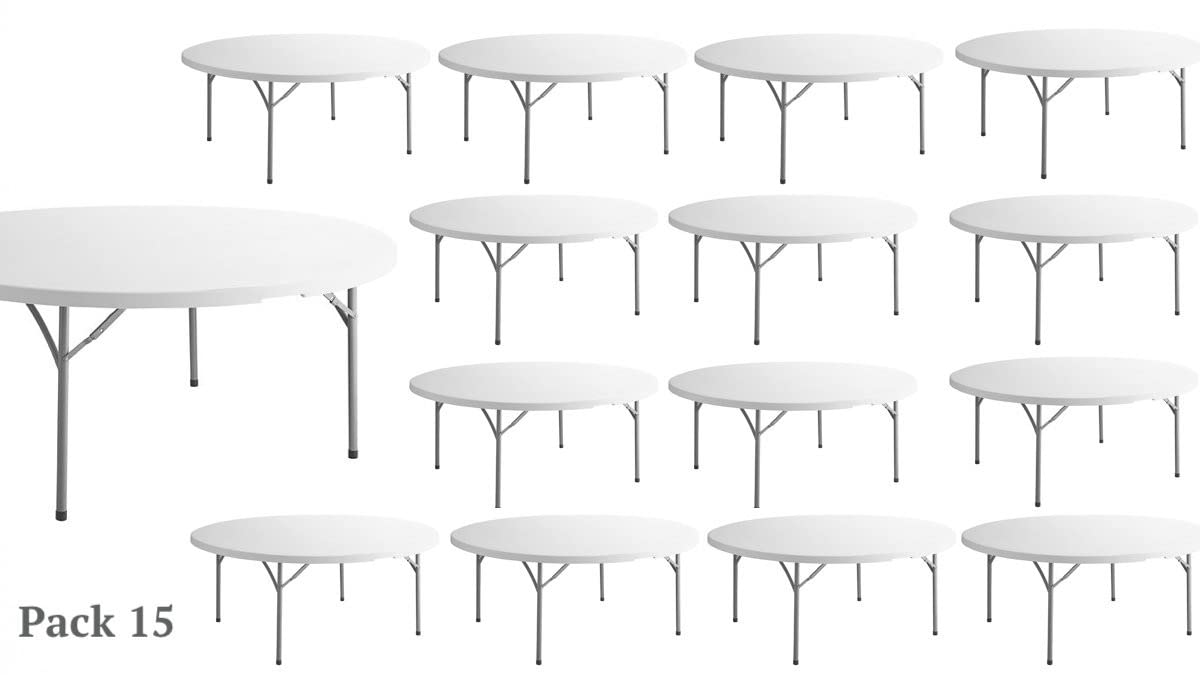 White 6 Ft Round Plastic Folding Table F563970