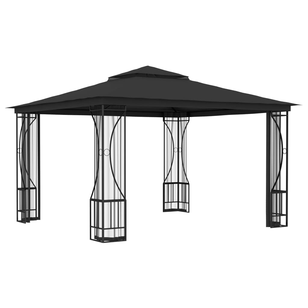 Anthracite Steel Frame Gazebo with Nets 9.8x9.8x8.7ft S294374