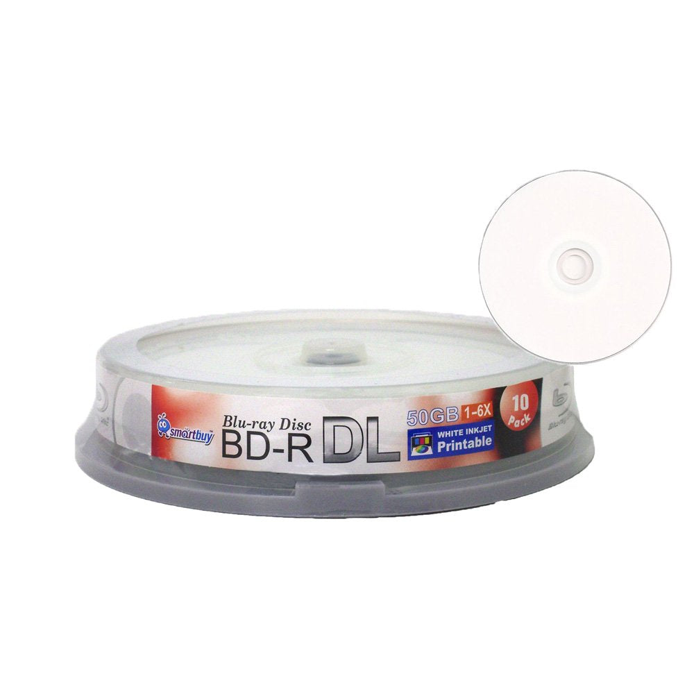 50gb 6X Blu-ray Bd-r Dl White Inkjet Hub Printable Disc (10-Disc) V2491
