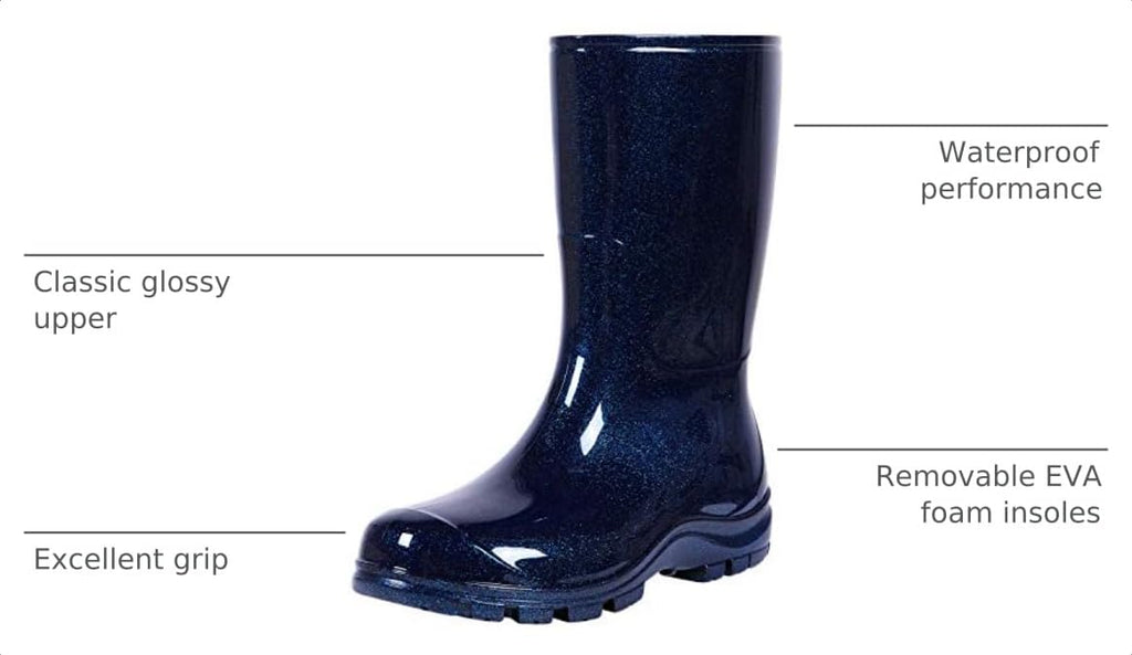 Women's Mid Calf Waterproof Rubber Rain Boots C798