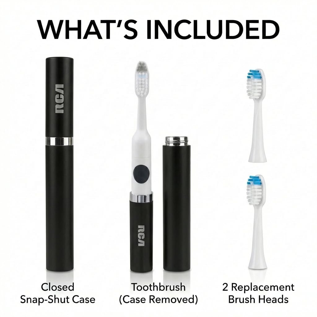 Black Battery Powered Electric Toothbrush with Extra Brush Head D841458