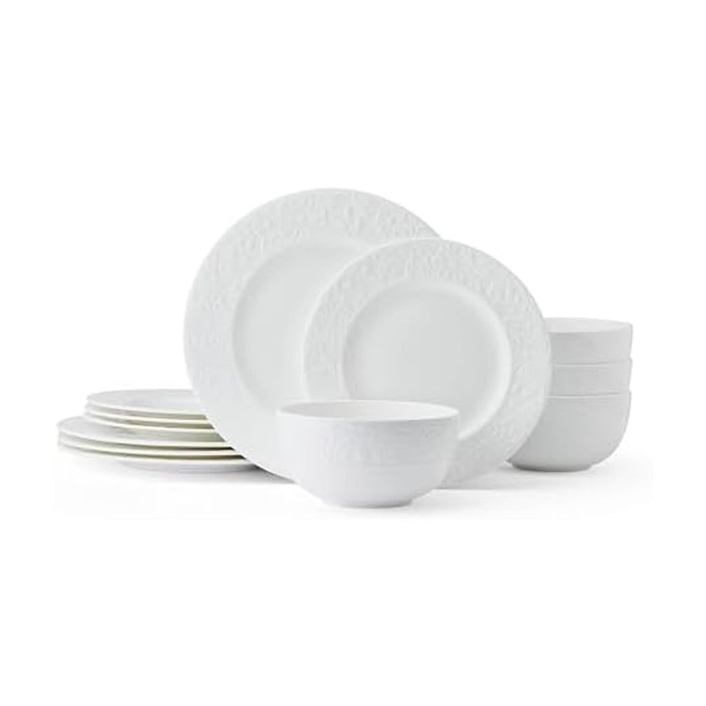 White 12 Piece Bone China Dinnerware Set Q752