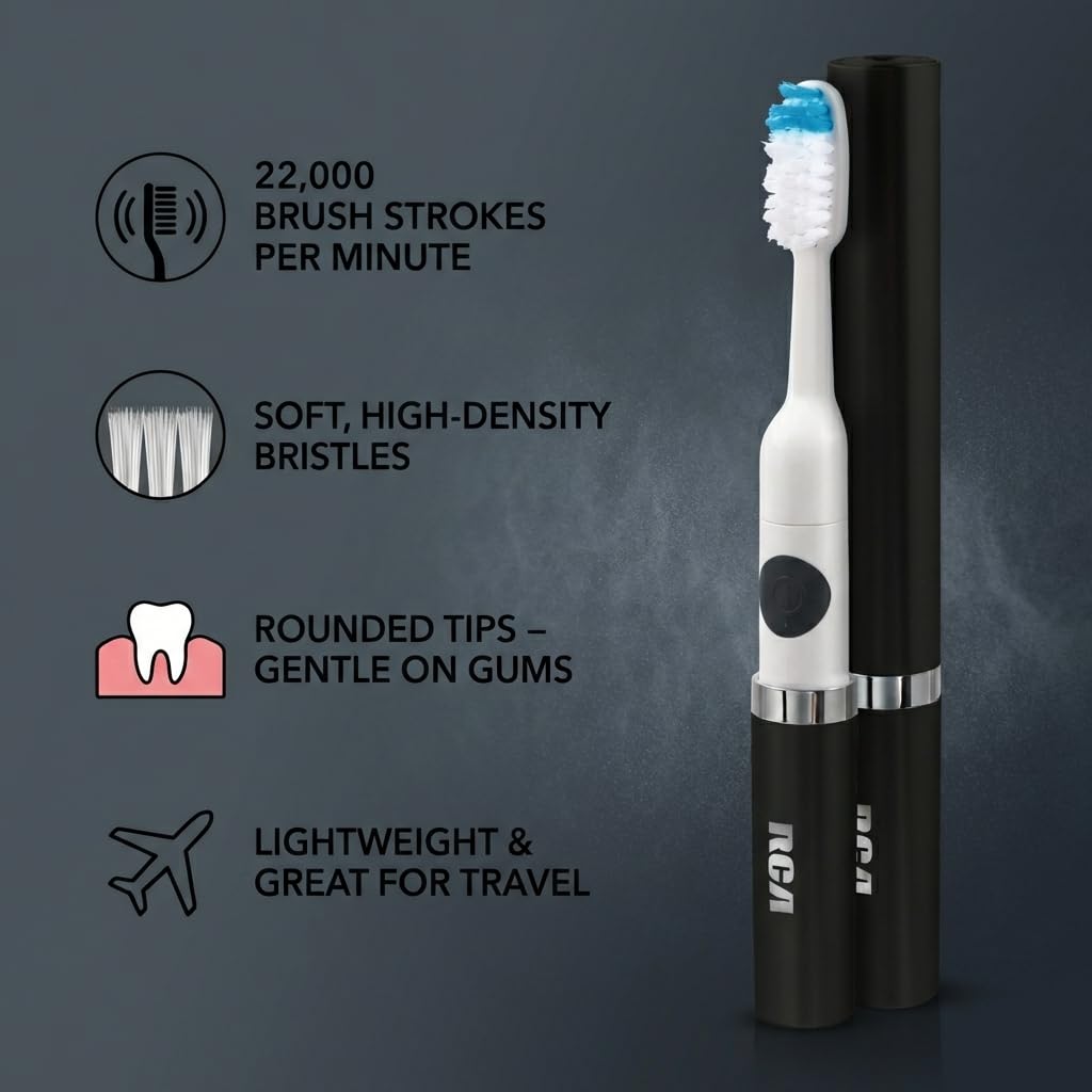 Black Battery Powered Electric Toothbrush with Extra Brush Head D841458