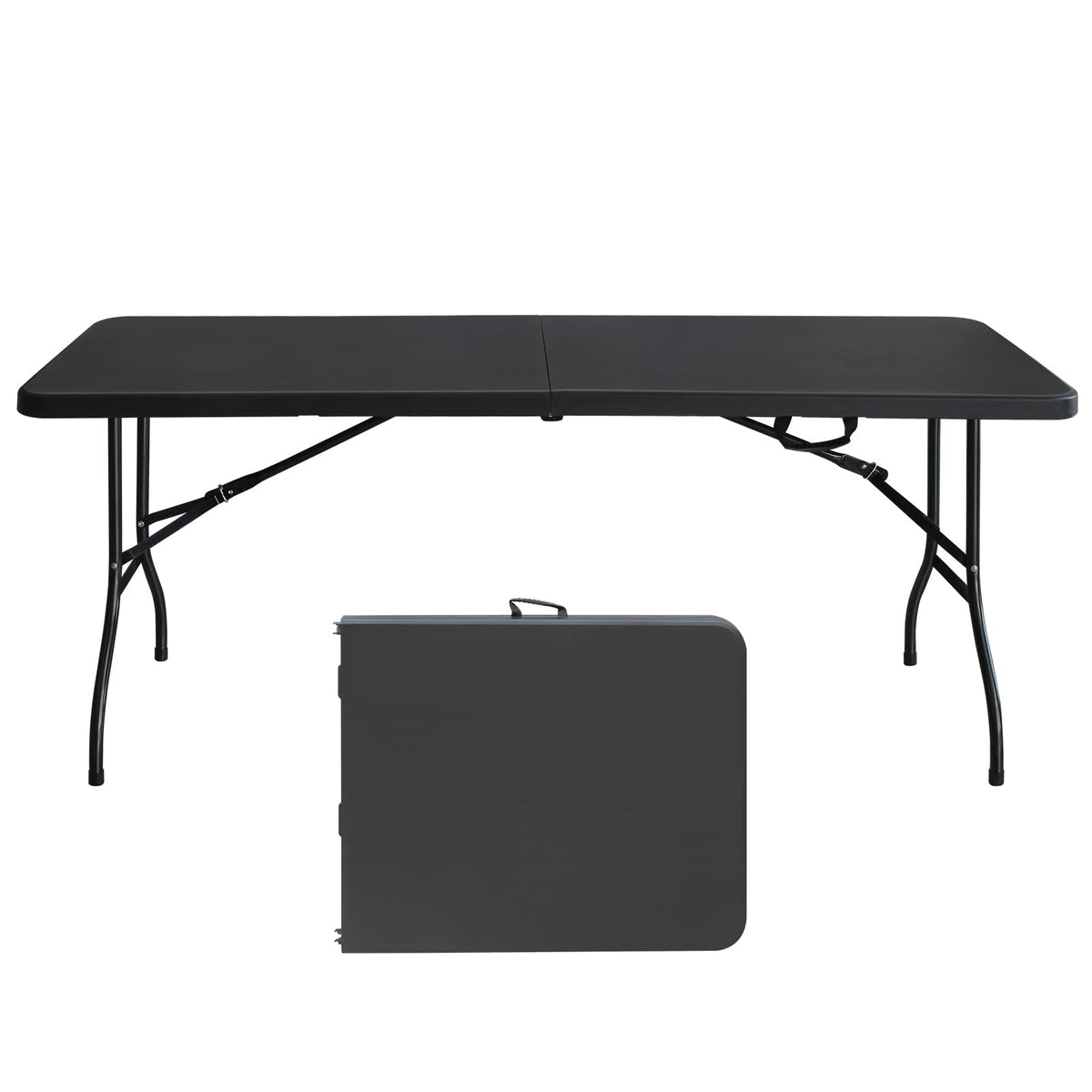 6 FT Black Folding Table with Carry Handle Q15719