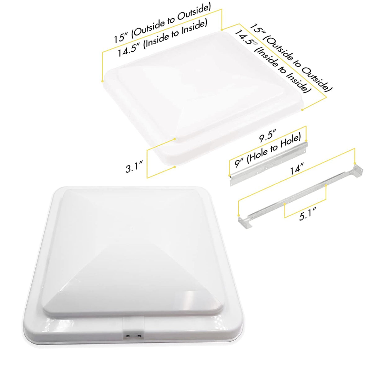 14" White Universal Roof Vent Cover Lid Replacement Q391777