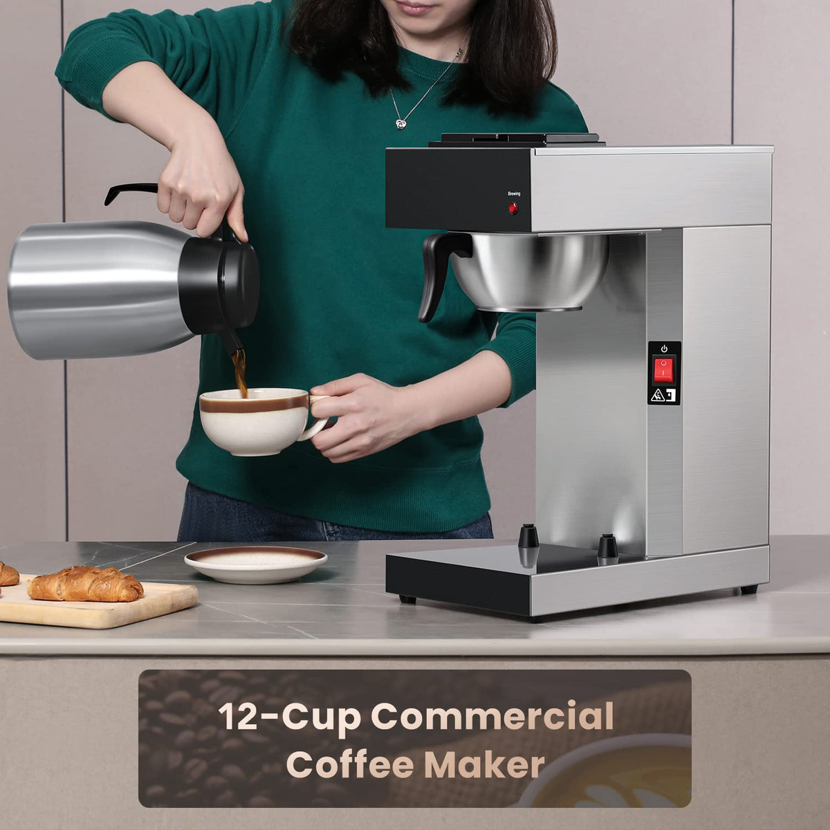 12-Cup Commercial Coffee Maker with Thermal Carafe F711198