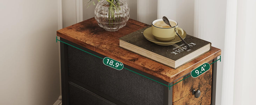 Narrow 5 Fabric Drawers Rustic Brown Dresser R25220