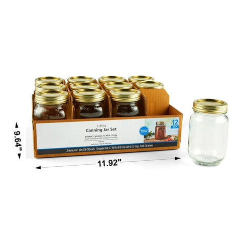 16 oz Regular Mouth Glass Mason Jars 12pk X571278