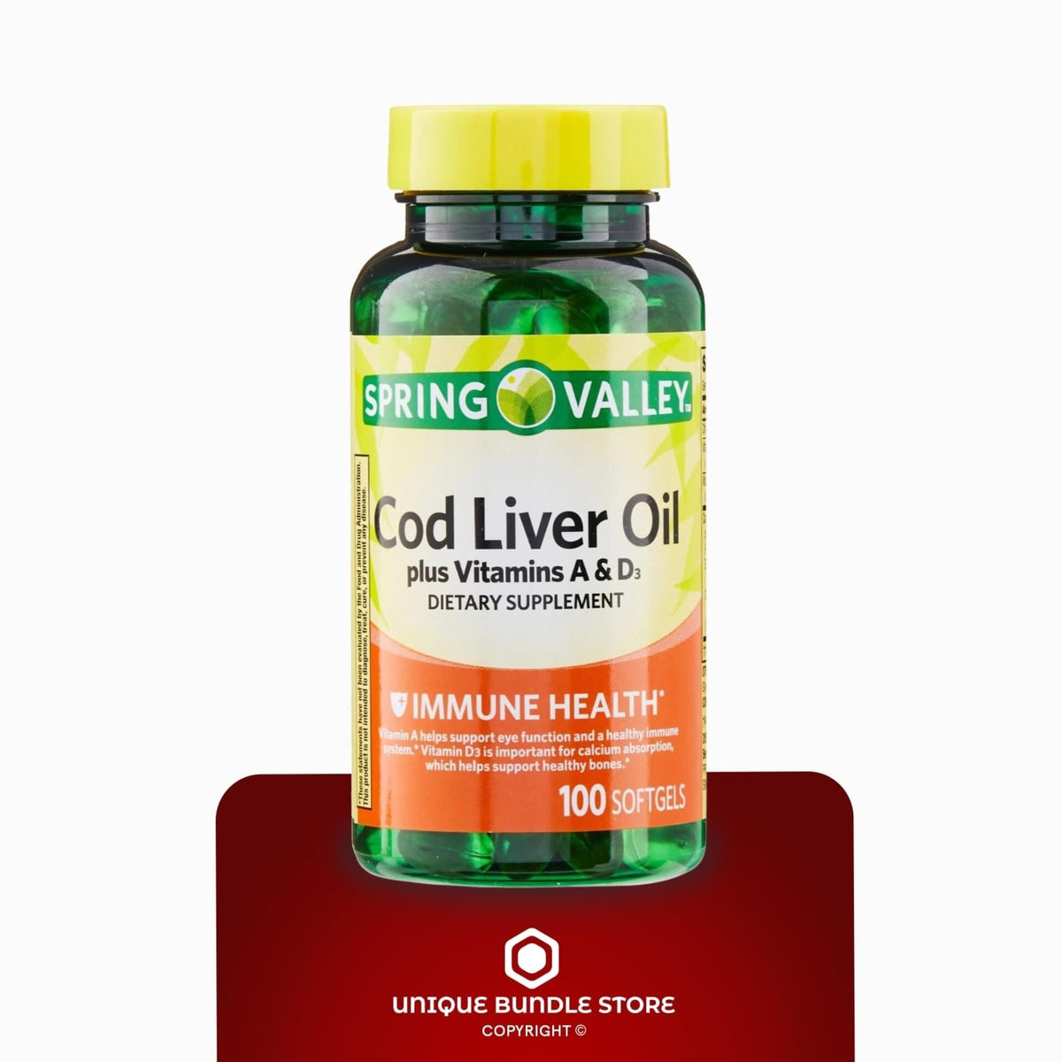 Cod Liver Oil Vitamins A & D3 100 Softgels Dietary Supplement F32852