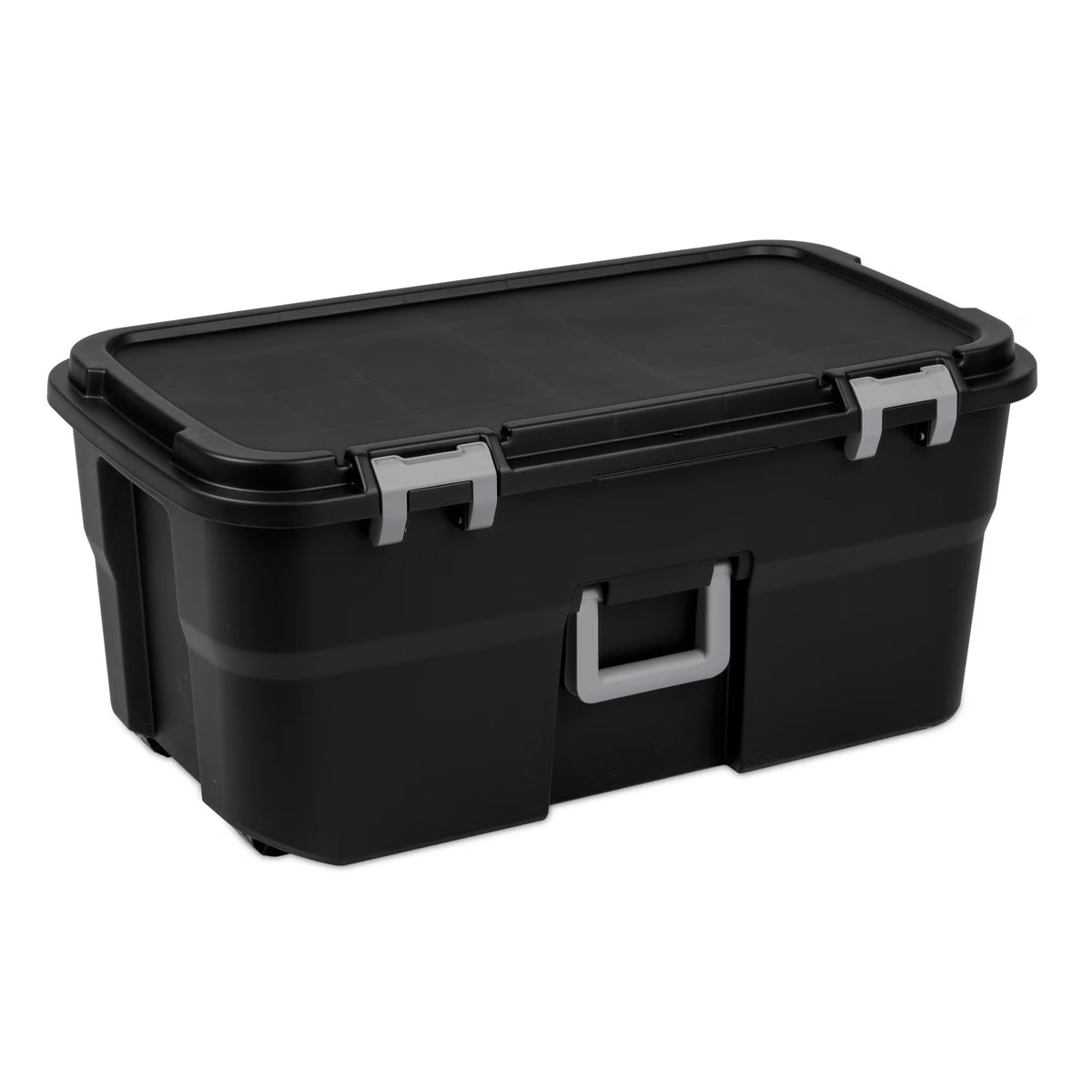 22 Gallon Black Wheeled Plastic Storage Trunk with Lids H9620