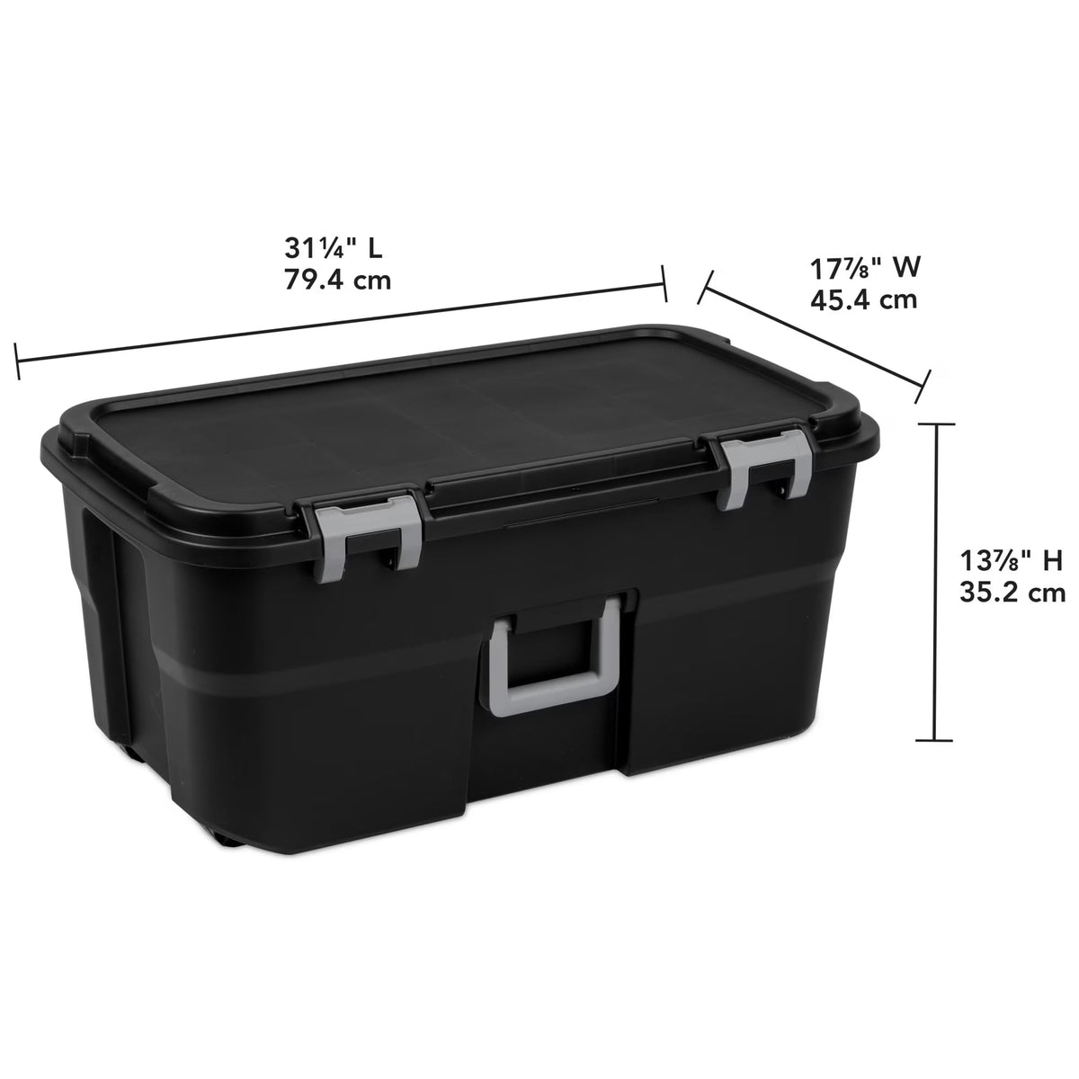 22 Gallon Black Wheeled Plastic Storage Trunk with Lids H9620
