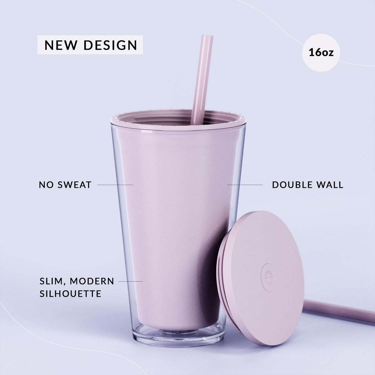 Clear 16oz Insulated Acrylic Tumbler with Lid and Straw, 2 Pack E5659