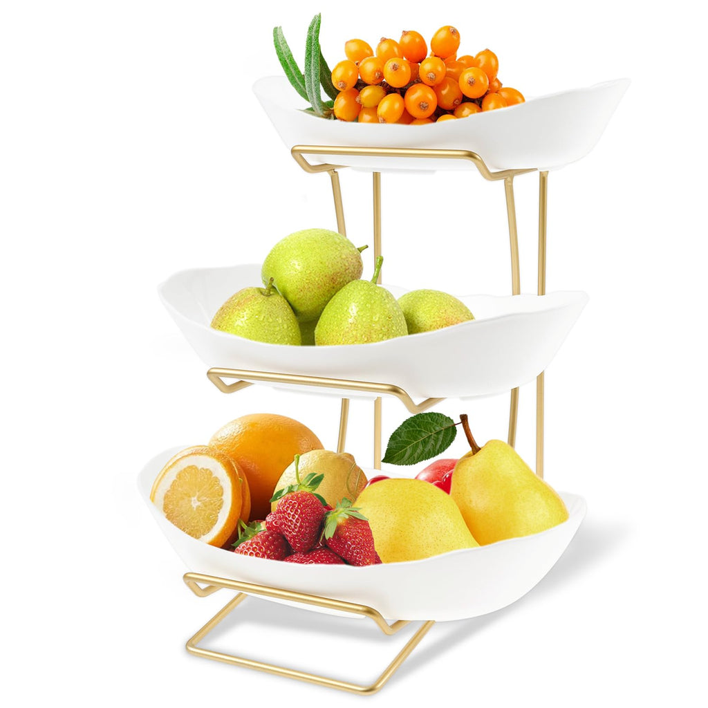 3 Tier Fruit Basket with Gold Metal Stand A4247