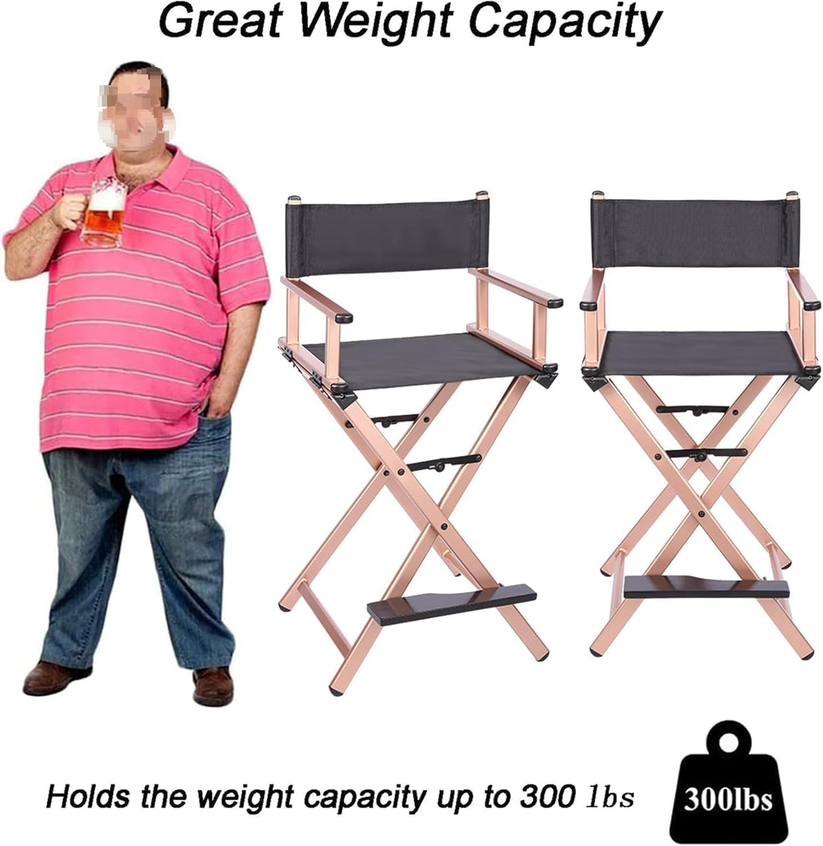 Folding Director Chair with Footrest, 300lbs Capacity F9656