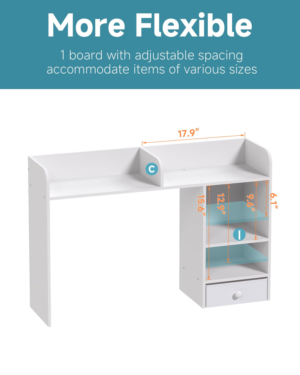 White Desktop Bookshelf with Drawer N3194