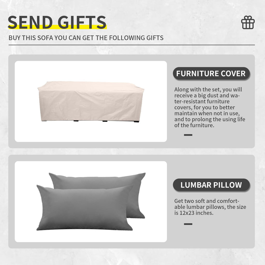 Light Grey Wicker 3-seat Outdoor Sofa with Cushions P513
