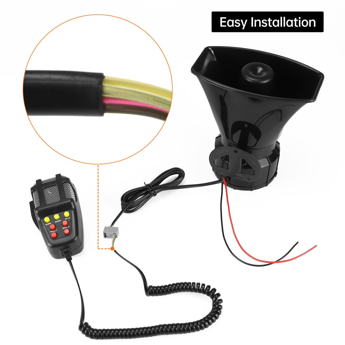 12V 100W 7-Sound Alarm Horn Siren Speaker E9517