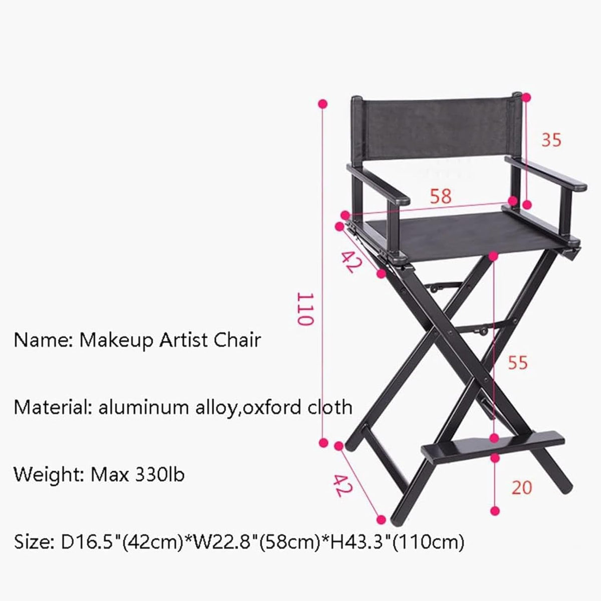 Folding Director Chair with Footrest, 300lbs Capacity F9656