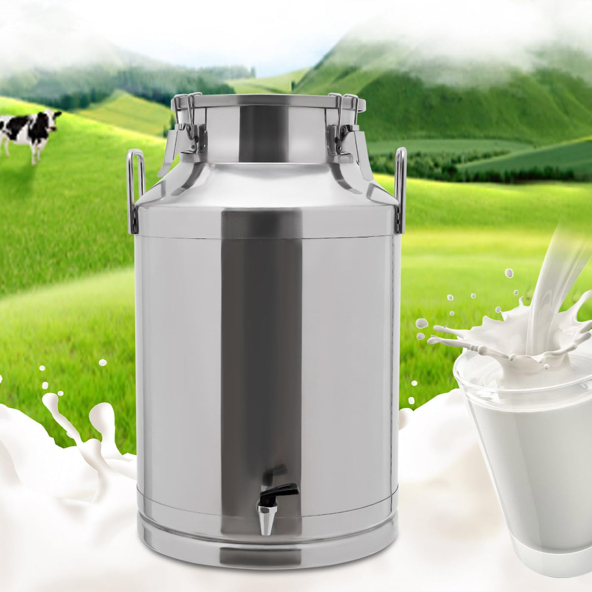 60L Stainless Steel Milk Can with Faucet and Sealed Lid P55750