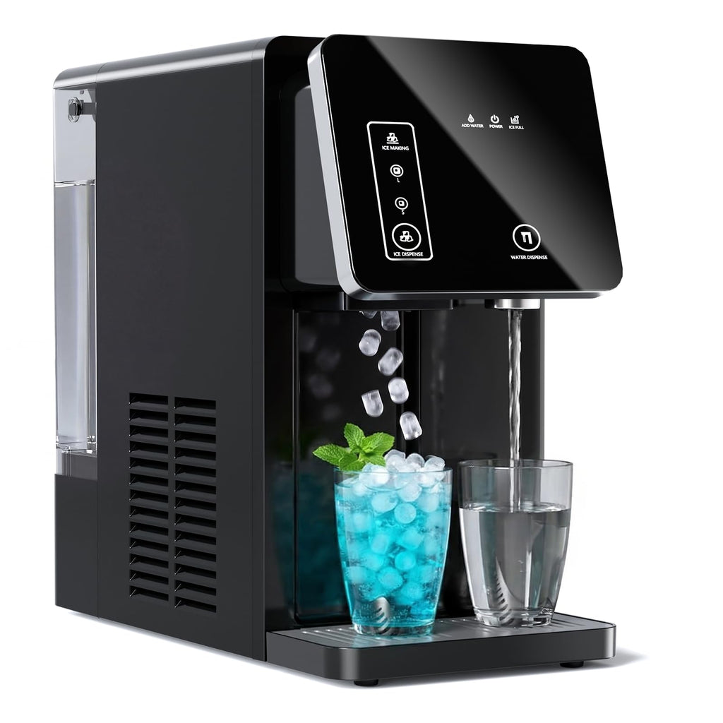 2-in-1 Countertop Ice Maker Machine with Water Dispenser, Black T252