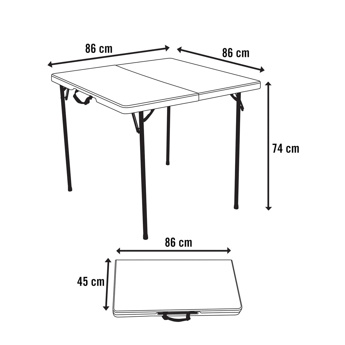 White 34 Inch Fold in Half Square Table K811556