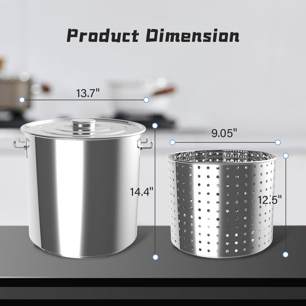 40-Quart Stainless Steel Seafood Boil Pot with Strainer B392