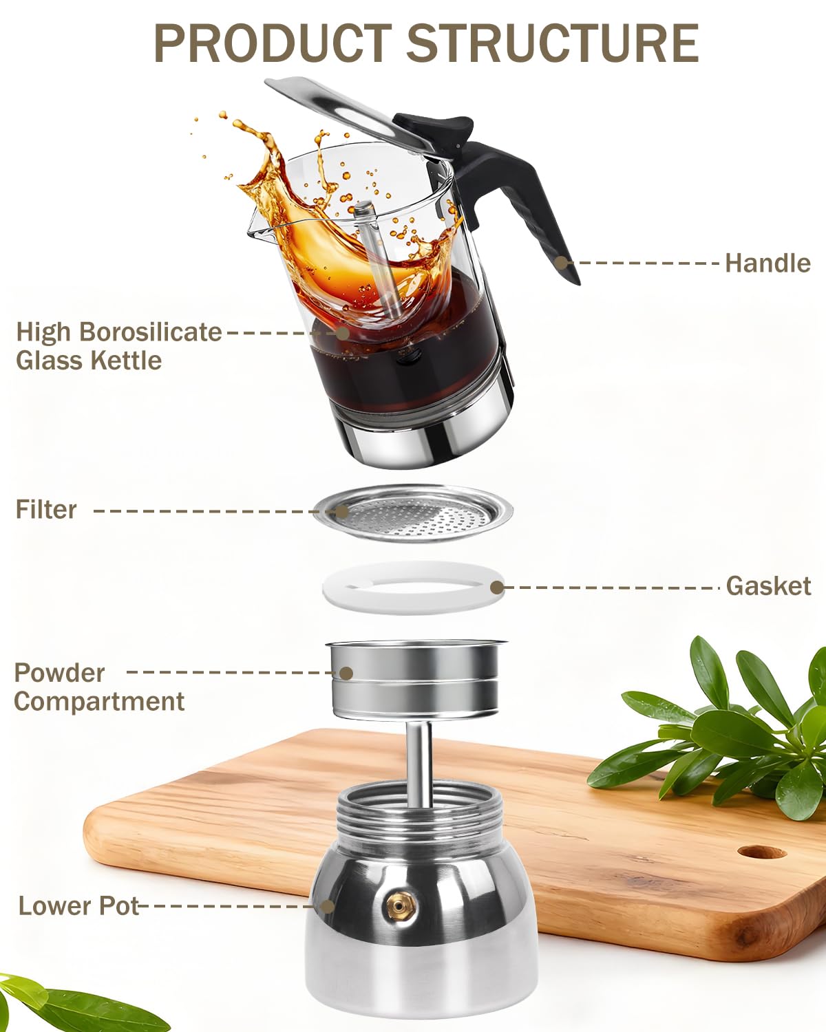 9 Cup 15 oz Stovetop Espresso Moka Pot H1342
