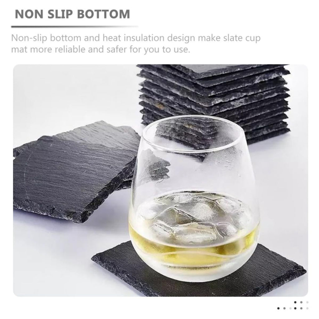 Black Natural Stone Cup Coaster Set A248
