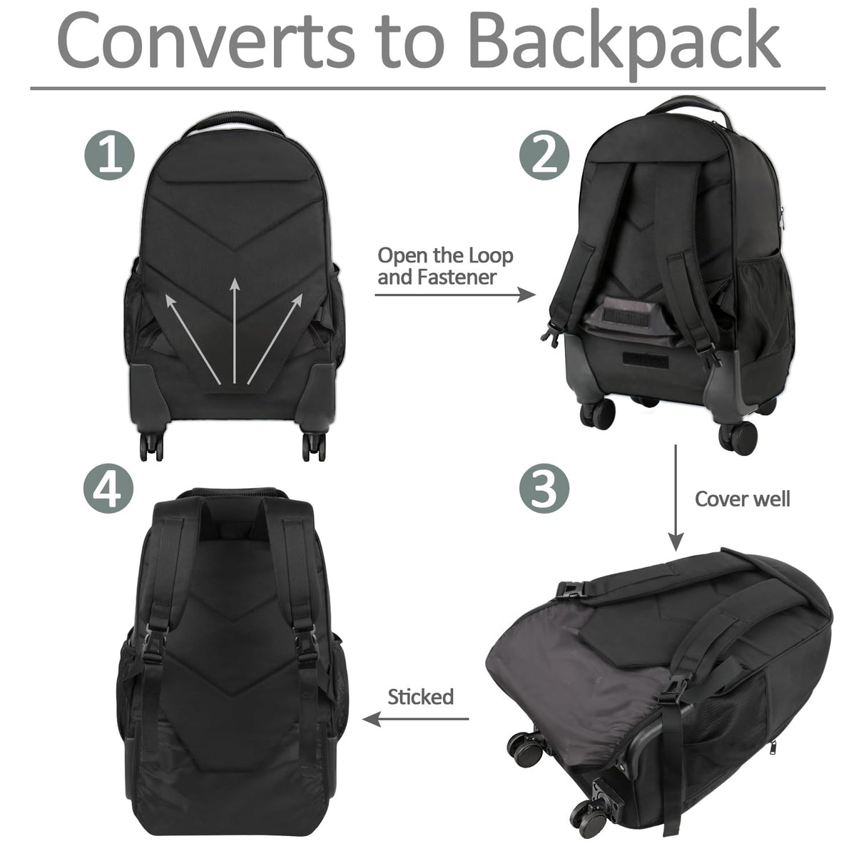 Rolling Backpack with 4 Wheels P1453