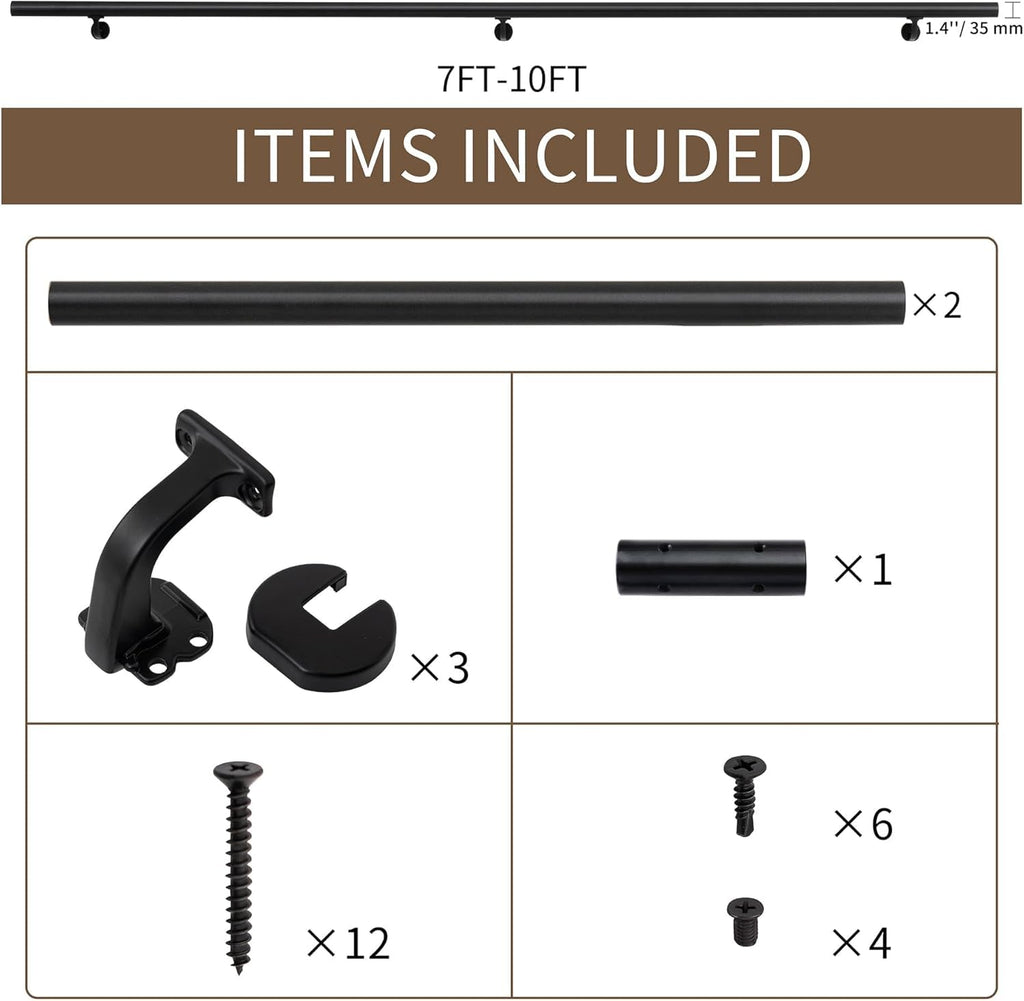 7 FT Matte Black Aluminum Handrail Set M35447