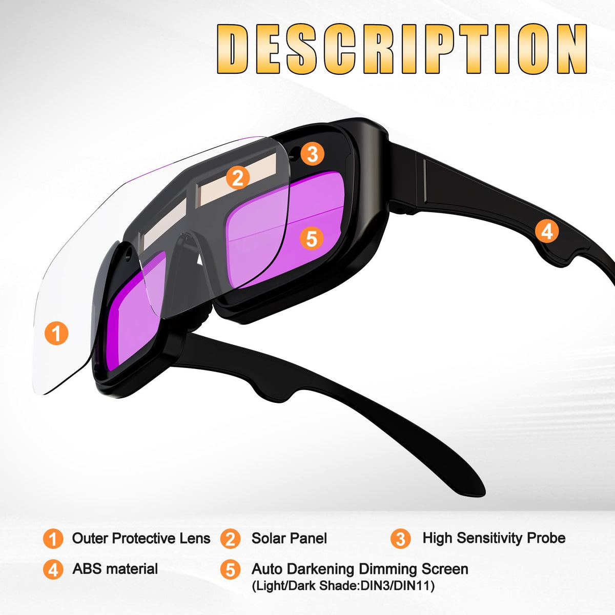 Auto Darkening Welding Safety Glasses Y446015