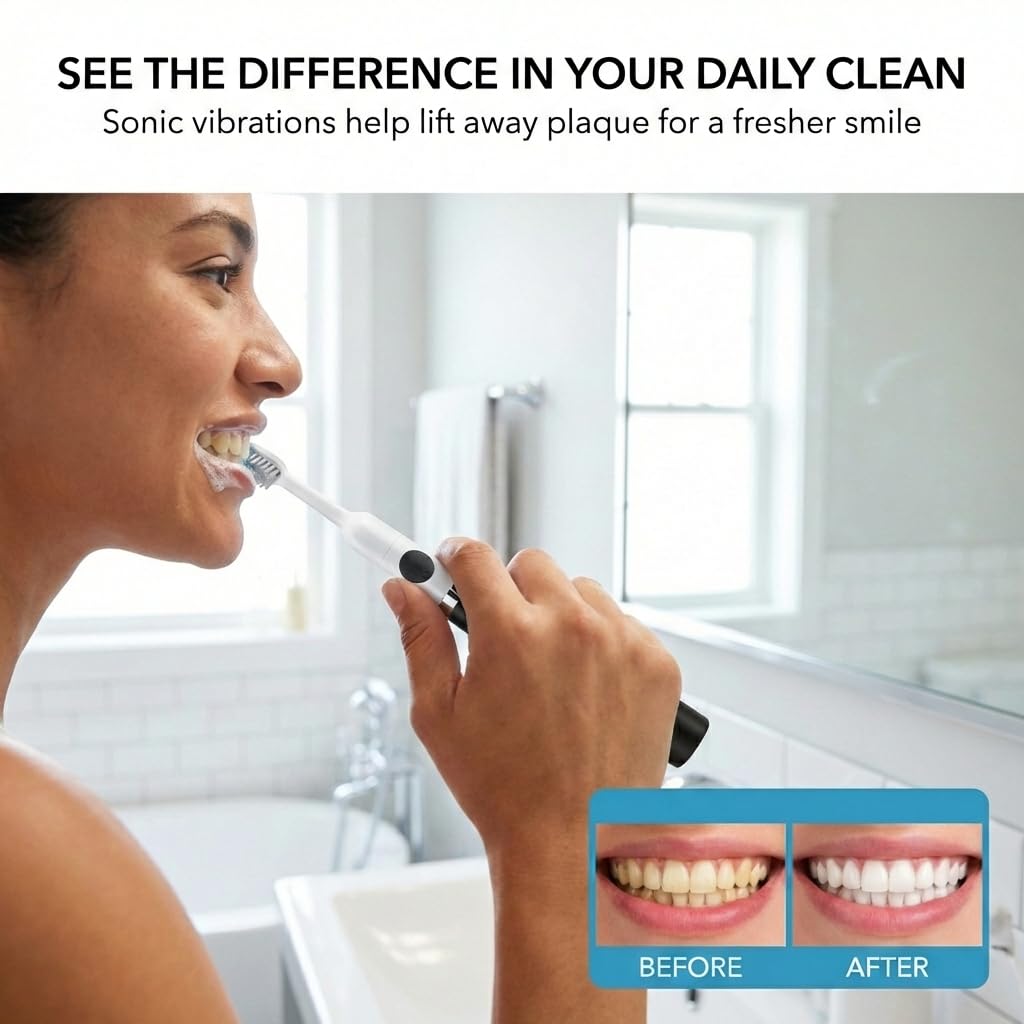 Black Battery Powered Electric Toothbrush with Extra Brush Head D841458