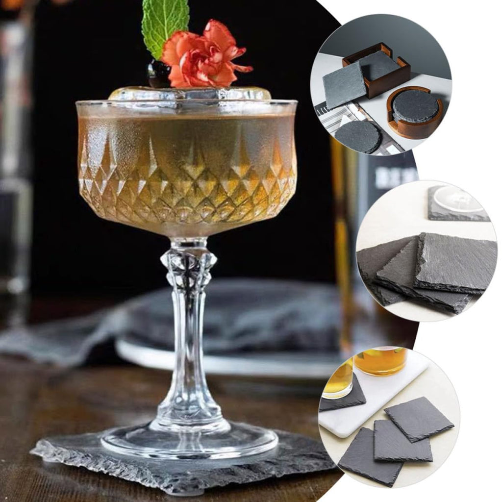 Black Natural Stone Cup Coaster Set A248