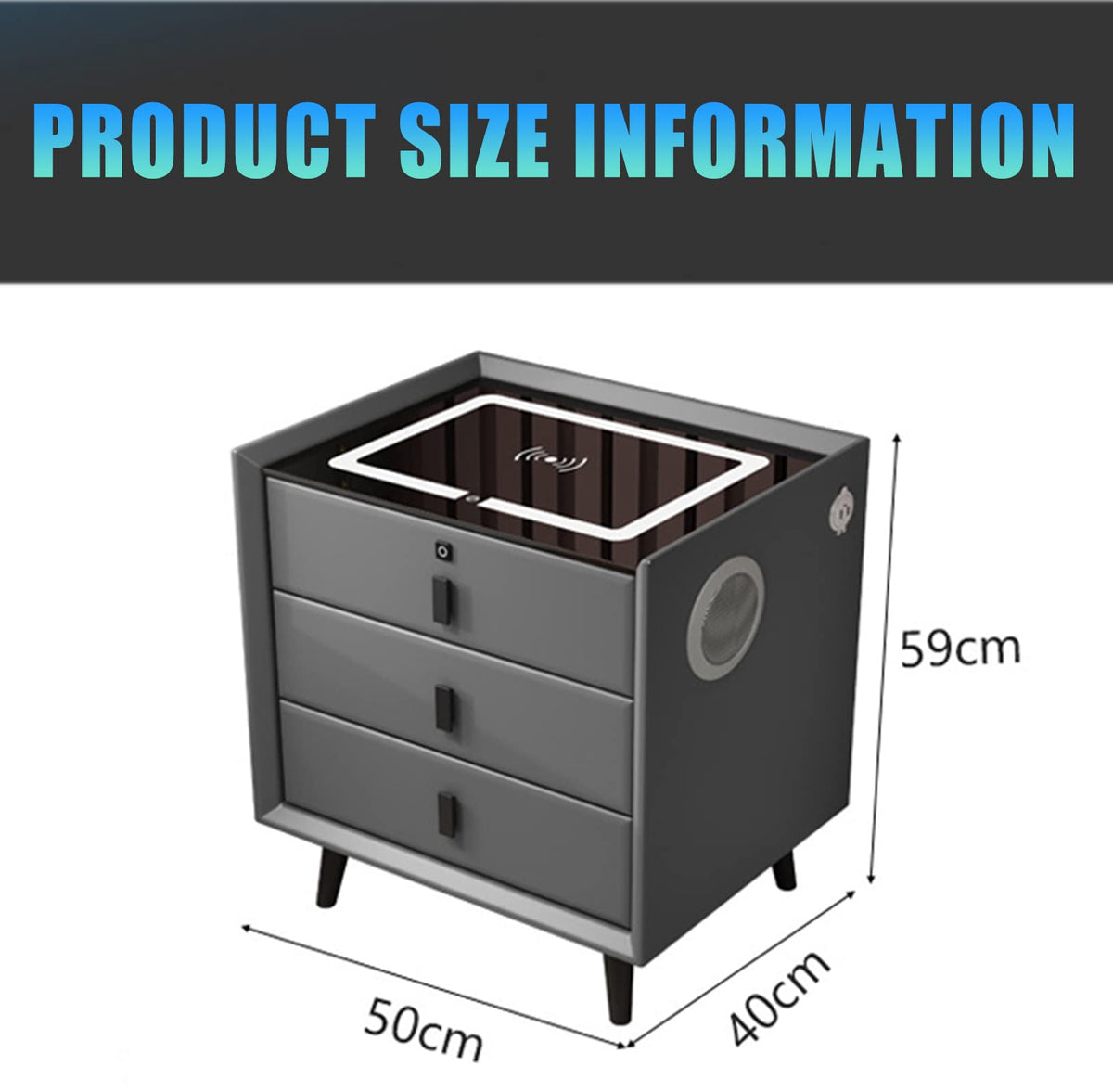 Orange 3 Drawer Wooden Nightstand with Wireless Charging A971