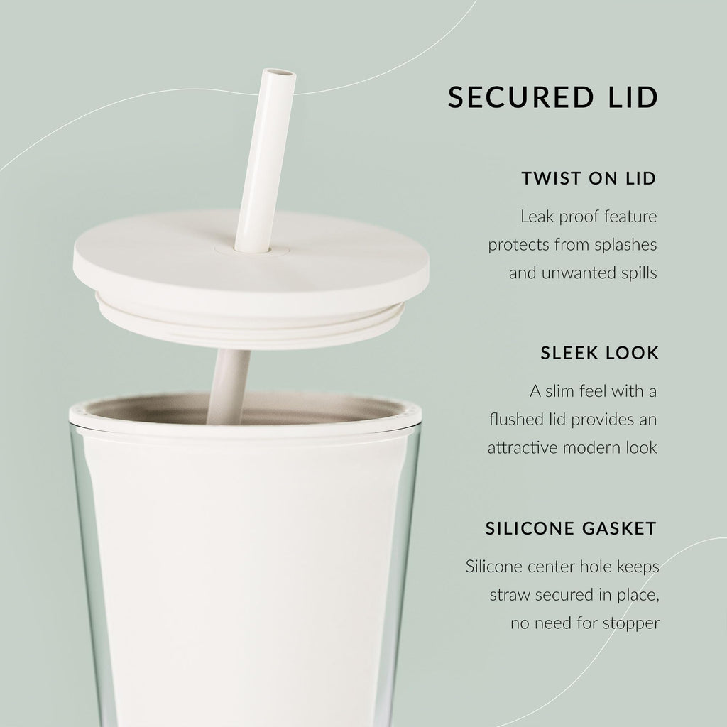 Clear 16oz Insulated Acrylic Tumbler with Lid and Straw, 2 Pack E5659