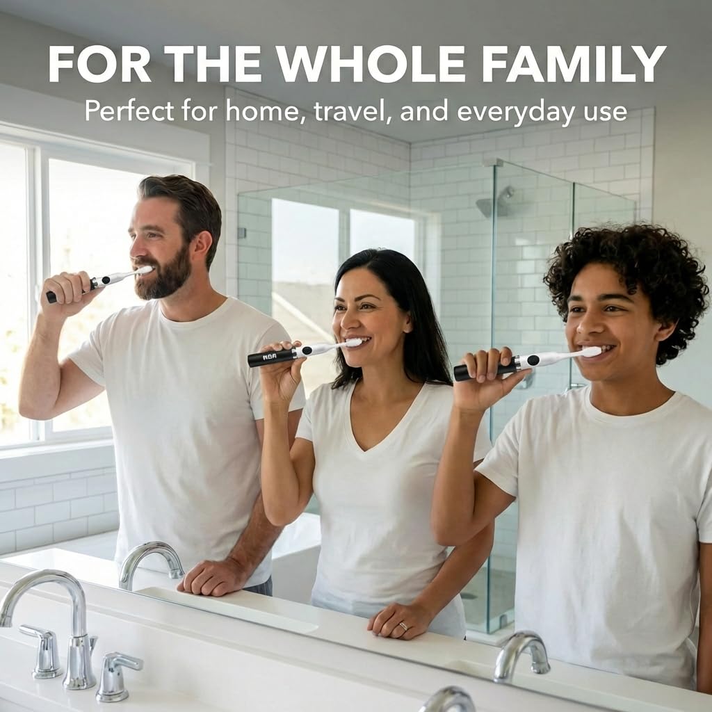 Black Battery Powered Electric Toothbrush with Extra Brush Head D841458