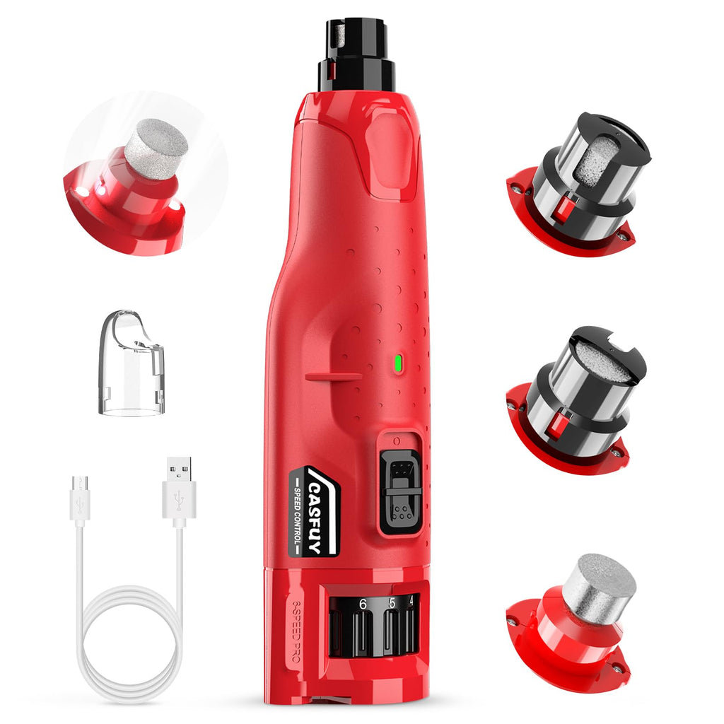 Quiet 6-Speed Rechargeable Electric Dog Nail Grinder with 2 LED Lights N63043