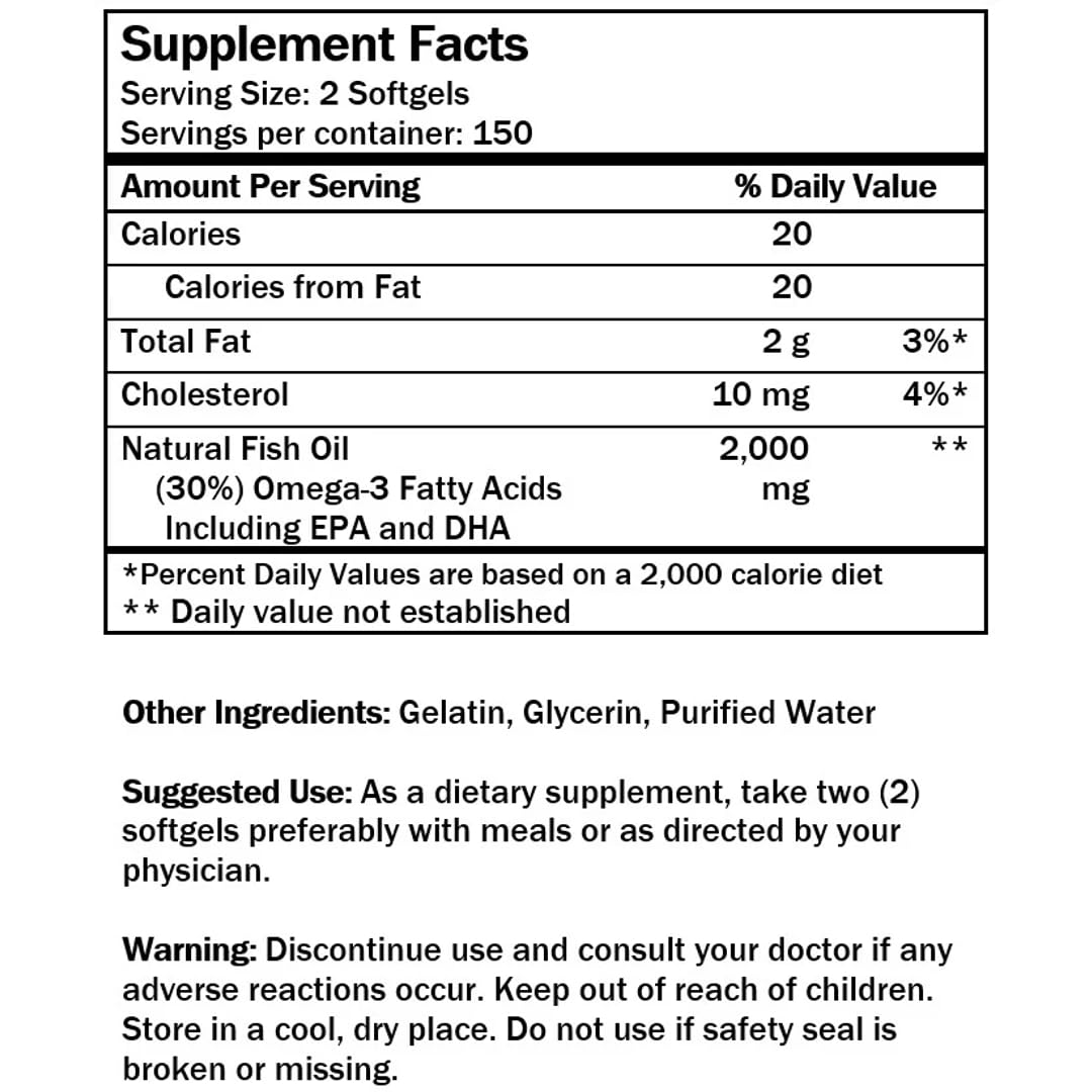 Omega 3 Fish Oil 1000mg 300 Softgels X81564