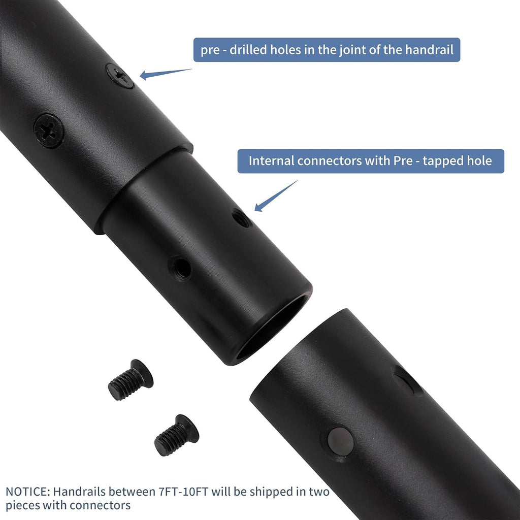 7 FT Matte Black Aluminum Handrail Set M35447
