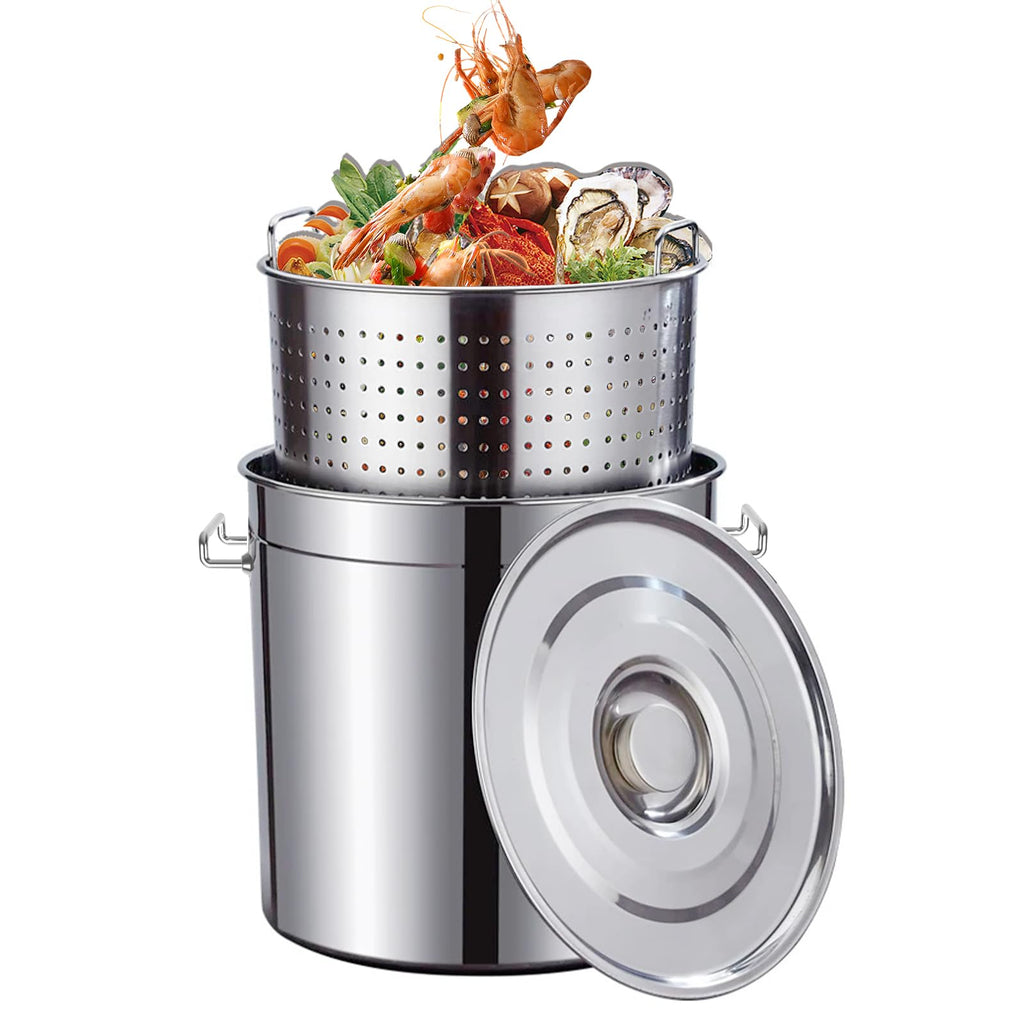 40-Quart Stainless Steel Seafood Boil Pot with Strainer B392