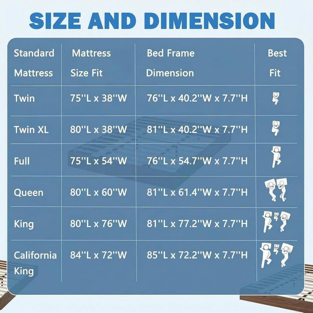 Wooden California King Size Platform Bed Frame E906
