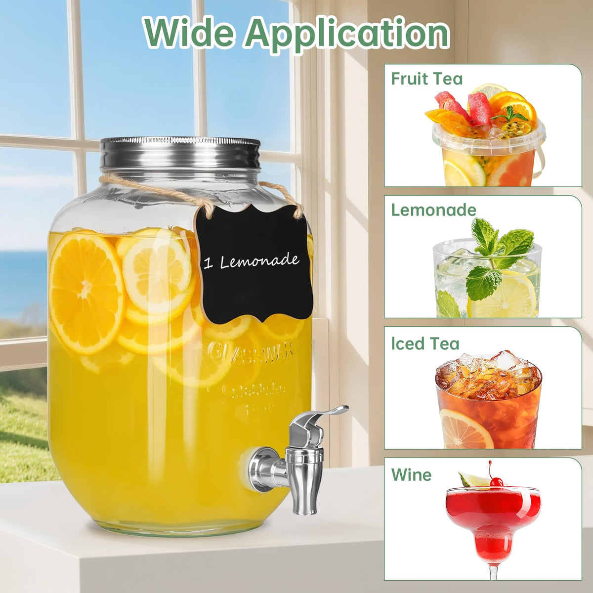 1 Gallon Glass Beverage Dispenser Jars P562680