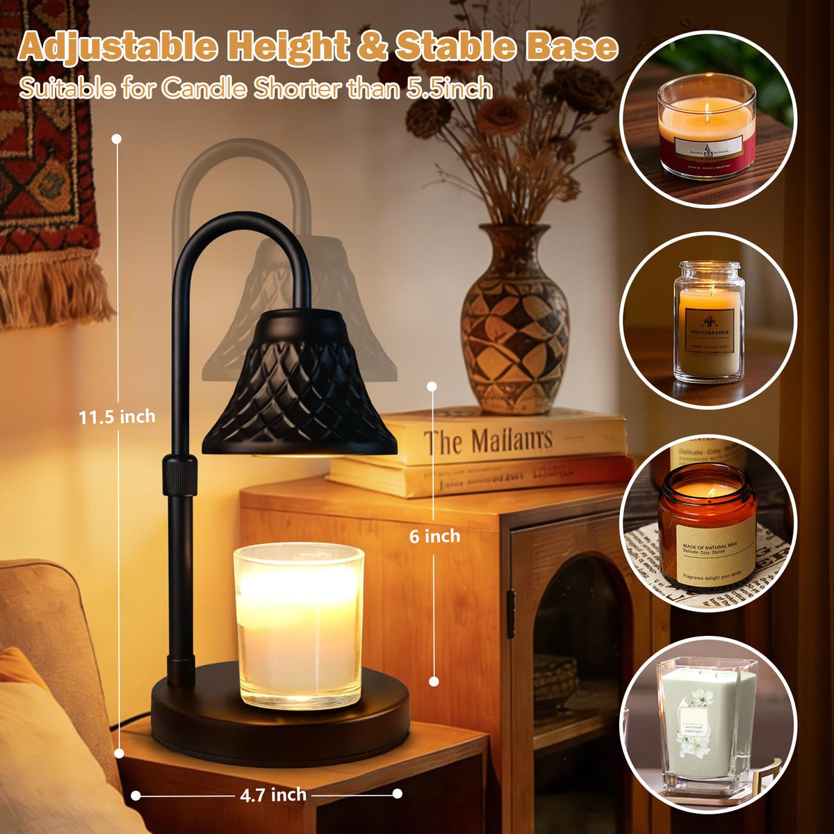 Adjustable Candle Warmer Lamp with Timer E22769