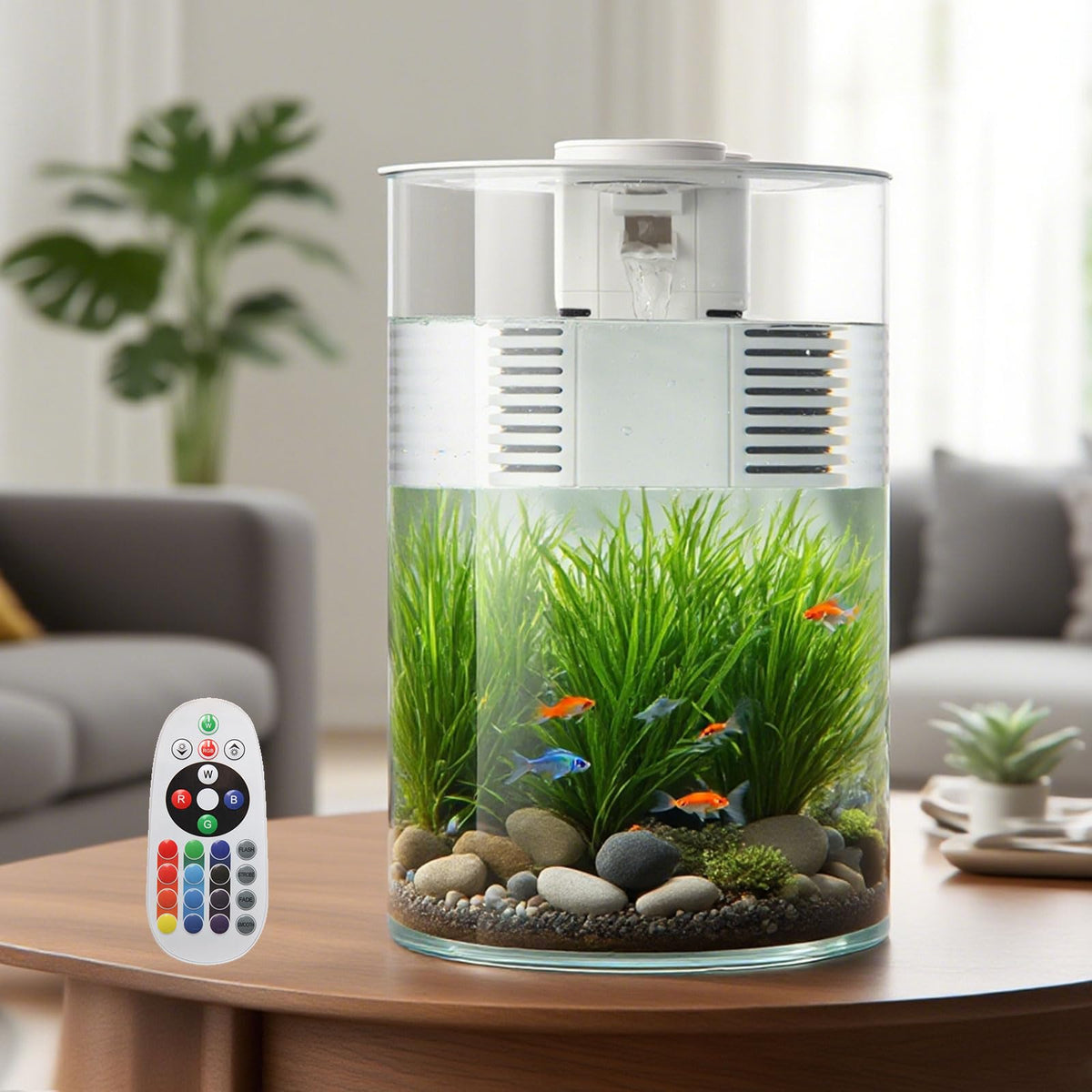 3 Gallon Self Cleaning Fish Tank Aquarium Starter Kit with Filter and Light C489