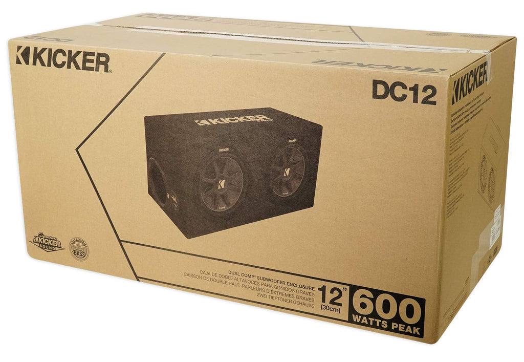 Dual 12" Subwoofers in Vented Sub Box Enclosure with Mono Car Amp and Amp Installation Kit E417699