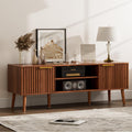 Walnut TV Stand with Fluted Doors F54784