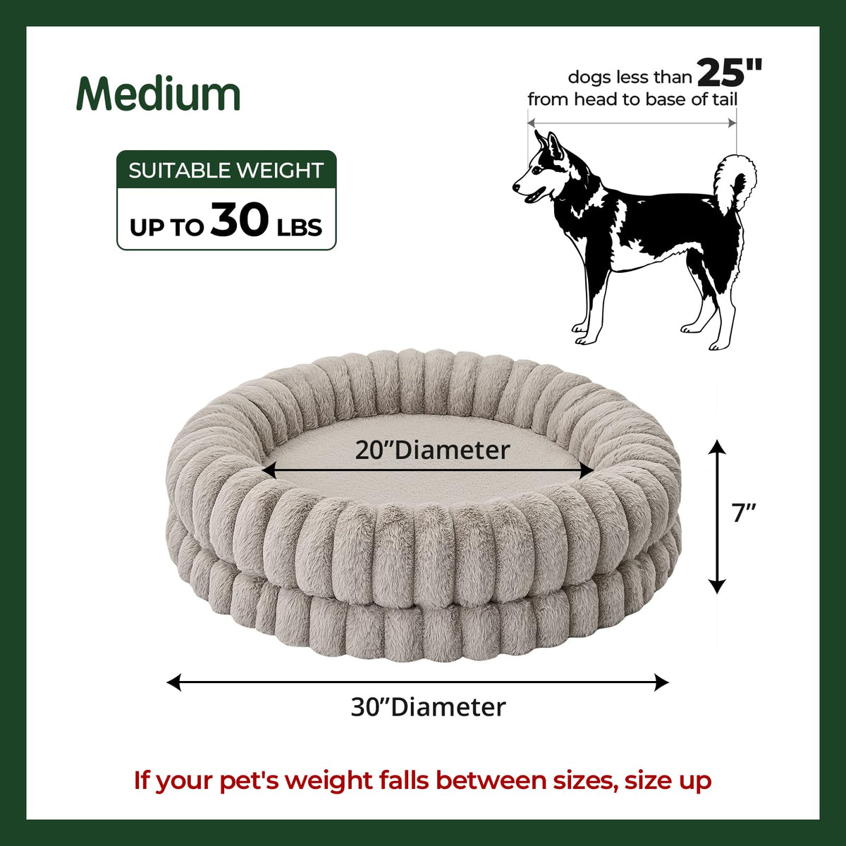 30 Inches Round Washable Dog Bed Z673141