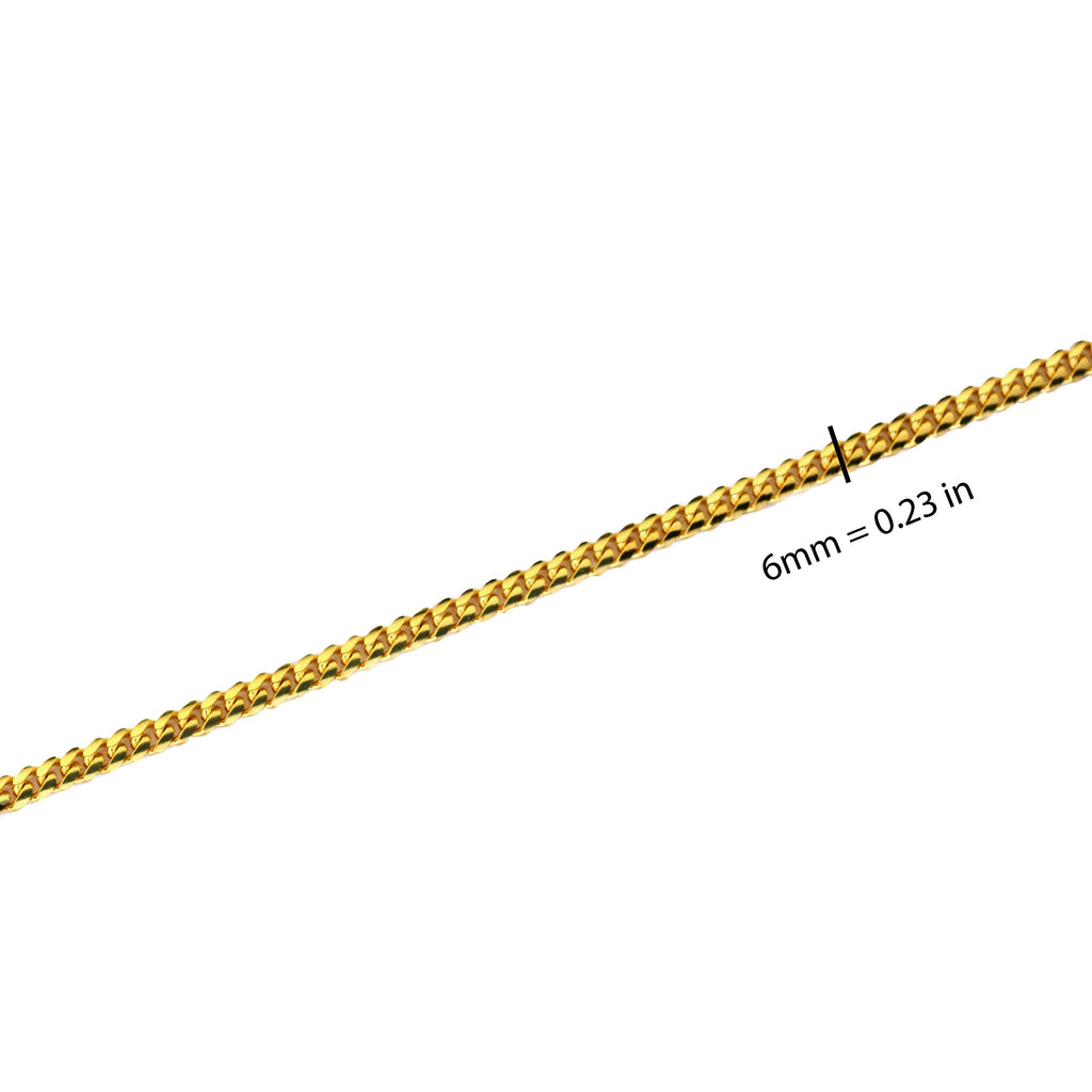 14K Yellow Gold 6mm Miami Cuban Necklace T342