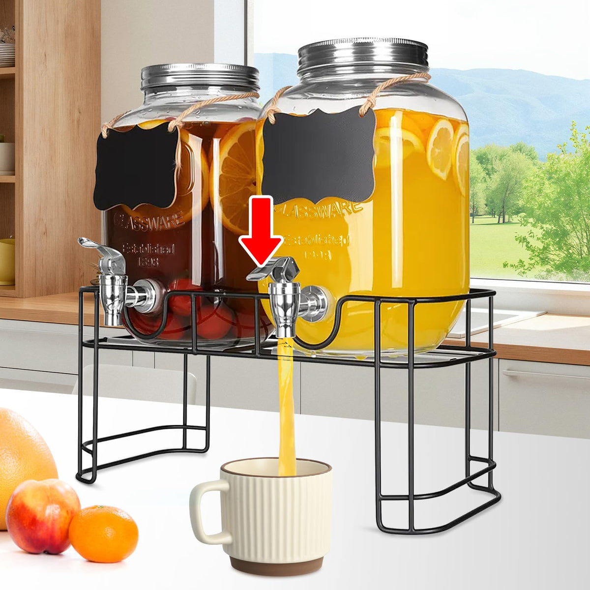 1 Gallon Glass Beverage Dispenser Jars P562680